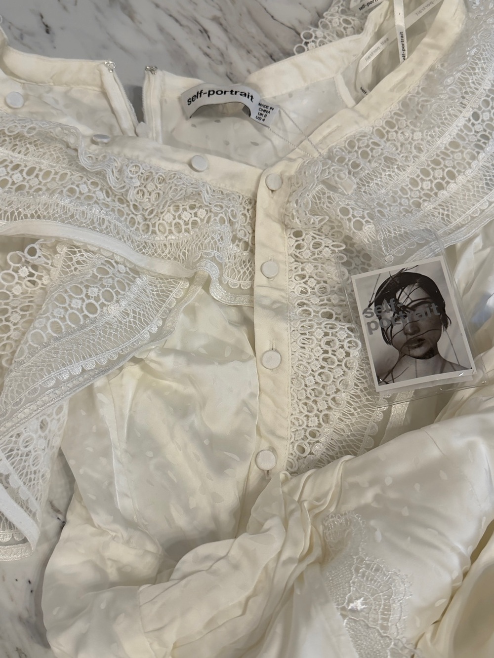 Self-Portrait Cream Off-Shoulder Lace Maxi Dress - Picture 10 of 15